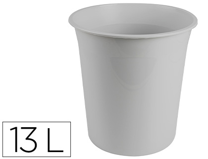 CORBEILLE PAPIER Q-CONNECT PLASTIQUE RESISTANT 13L       275X285MM COLORIS GRIS OPAQUE