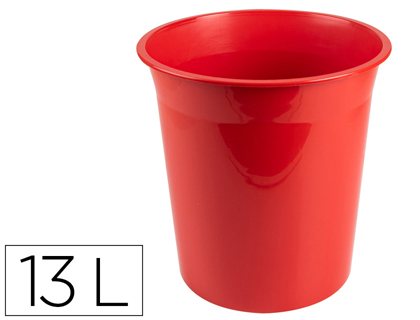 CORBEILLE PAPIER Q-CONNECT PLASTIQUE RESISTANT 13L       275X285MM COLORIS ROUGE       OPAQUE