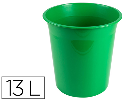 CORBEILLE PAPIER Q-CONNECT PLASTIQUE RESISTANT 13L       275X285MM COLORIS VERT OPAQUE