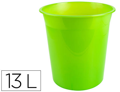 CORBEILLE PAPIER Q-CONNECT PLASTIQUE RESISTANT 13L       275X285MM COLORIS VERT        TRANSLUCIDE