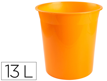 CORBEILLE PAPIER Q-CONNECT PLASTIQUE RESISTANT 13L       275X285MM COLORIS ORANGE      TRANSLUCIDE