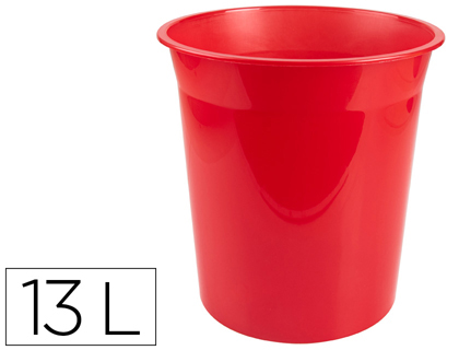CORBEILLE PAPIER Q-CONNECT PLASTIQUE RESISTANT 13L       275X285MM COLORIS ROUGE       TRANSLUCIDE