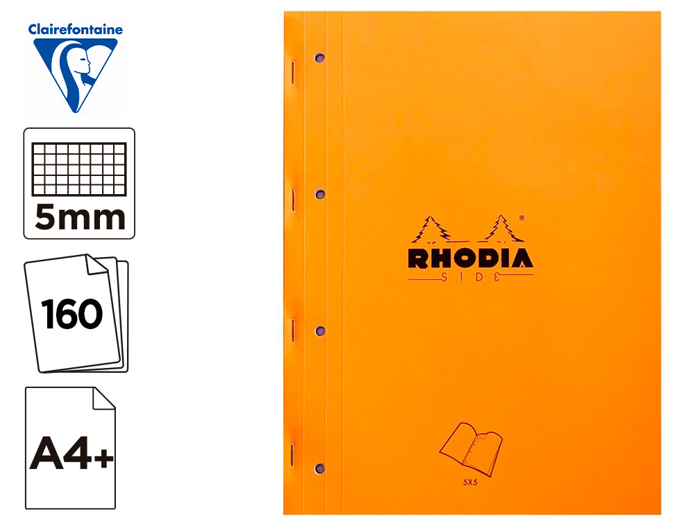 BLOC AGRAFE RHODIA A4+ 21X31,8CM 160 PAGES 5X5MM     MICROPERFOREES DETACHABLES 4  TROUS LOT 3 UNITES
