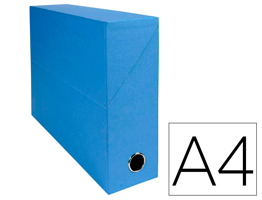 BOITE TRANSFERT EXACOMPTA IDERAMA CARTON  RECOUVERT PAPIER TOILE 15/10E 25X33CM DOS 90MM OEILLET PREHENSION BLEU CLAIR