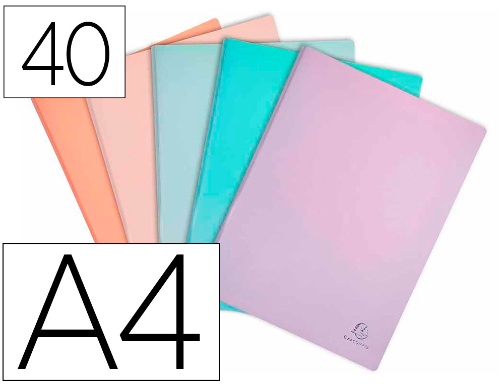 PROTEGE-DOCUMENTS EXACOMPTA AQUAREL POLYPROPYLENE         SEMI-RIGIDE 40 POCHETTES 80   VUES ASSORTIS BLEU CORAIL