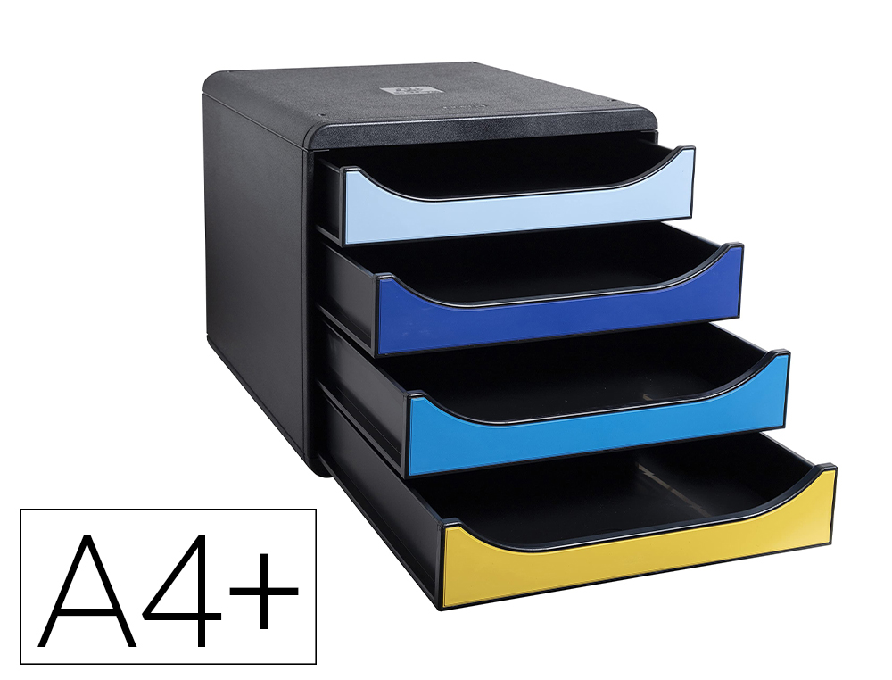 MODULE CLASSEMENT EXACOMPTA BIG BOX BEE BLUE POLYSTYRENE  MONOBLOC 4 TIROIRS A4+        SUPERPOSABLE ULTRA RIGIDE