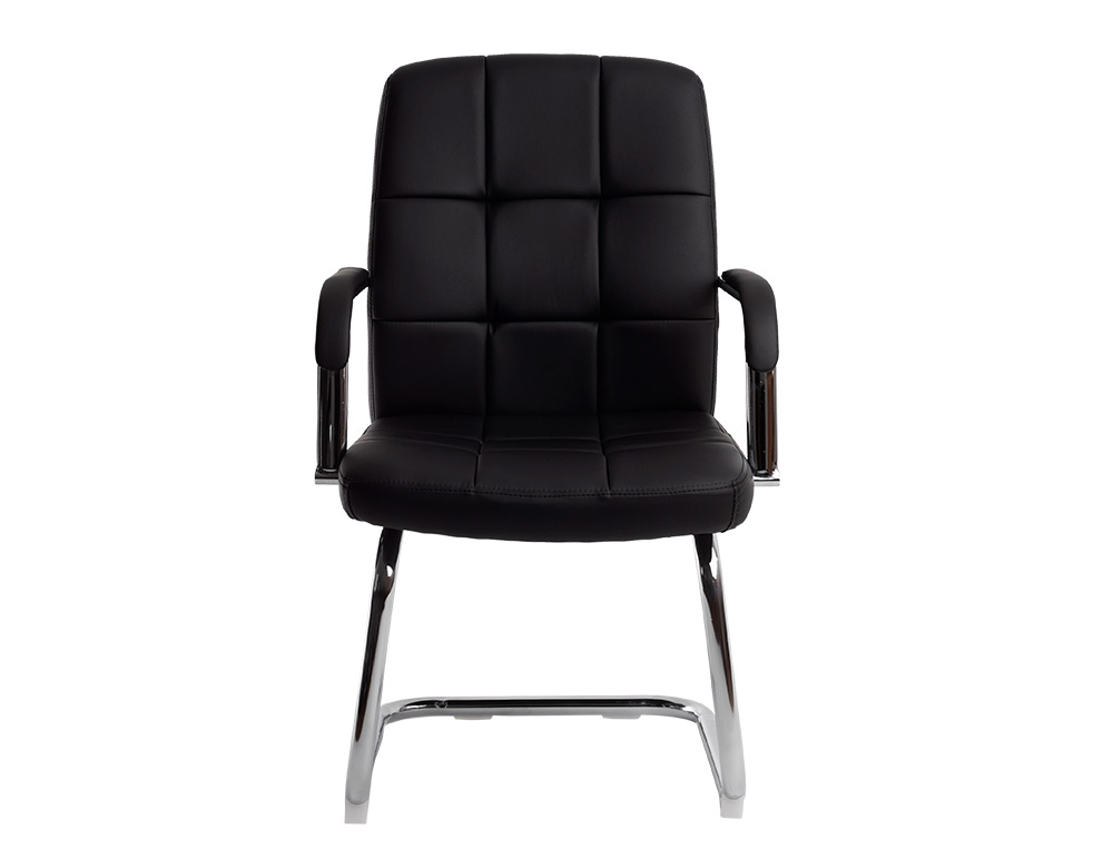 SIEGE VISITEUR Q-CONNECT PIAVE SIMILI CUIR PIEDS METAL CHROME HAUTEUR 1050MM LARGEUR 610MM PROF 680MM COLORIS BLANC