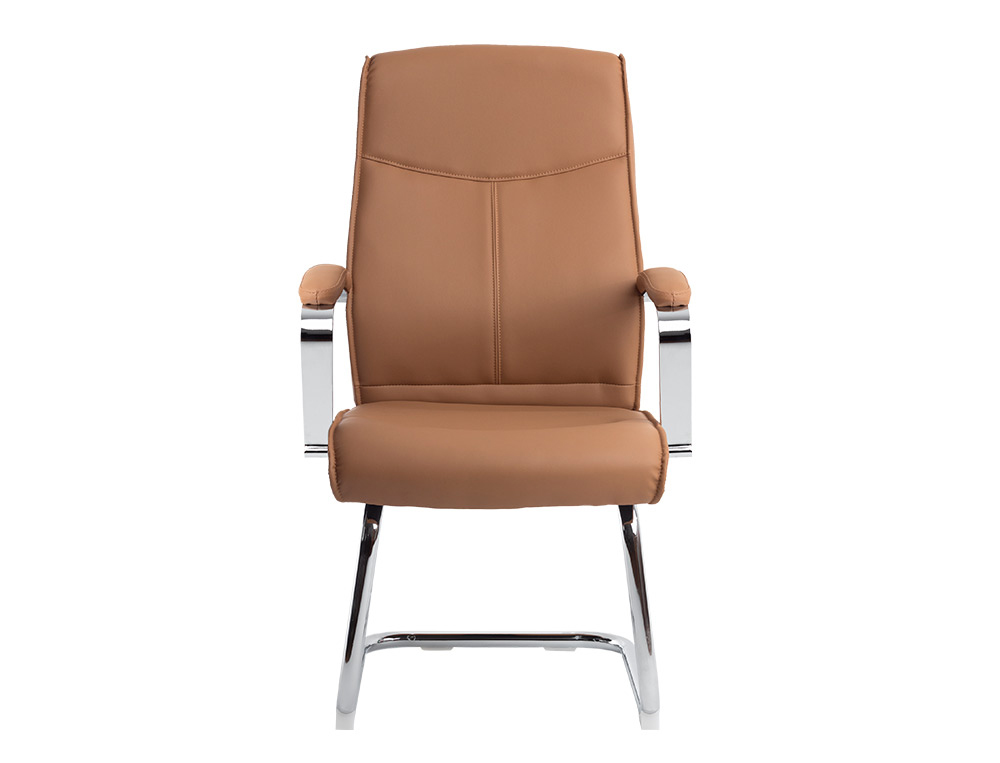 SIEGE VISITEUR Q-CONNECT MODENA SIMILI CUIR PIEDS METAL CHROME HAUTEUR 1050MM LARGEUR 630MM PROF 650MM COLORIS CREME