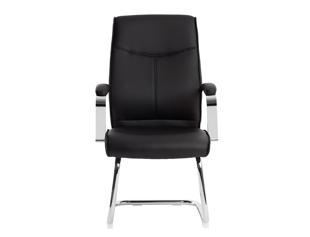 SIEGE VISITEUR Q-CONNECT MODENA SIMILI CUIR PIEDS METAL CHROME HAUTEUR 1050MM LARGEUR 630MM PROF 650MM COLORIS NOIR