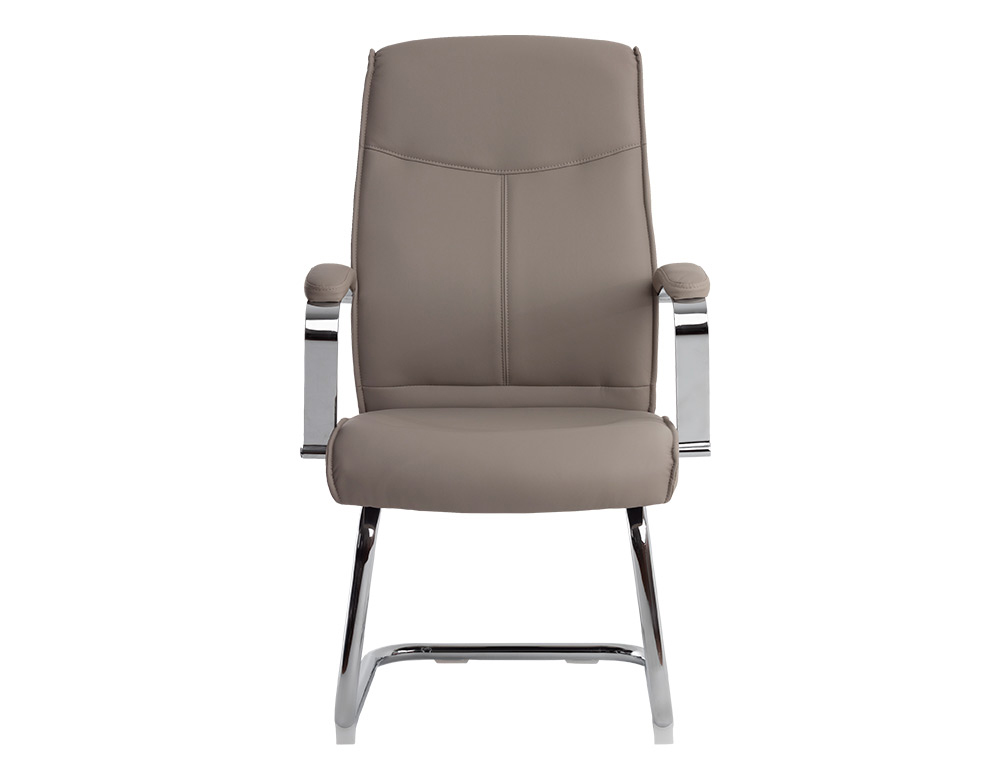SIEGE VISITEUR Q-CONNECT MODENA SIMILI CUIR PIEDS METAL CHROME HAUTEUR 1050MM LARGEUR 630MM PROF 650MM COLORIS GRIS