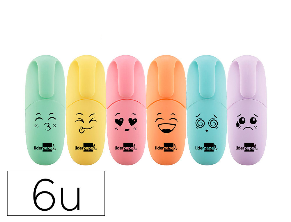 SURLIGNEUR LIDERPAPEL FLUORESCENT MINI TRAC 1/4MM  POINTE BISEAUTE COLORIS      ASSORTIS PASTEL BLISTER 6U