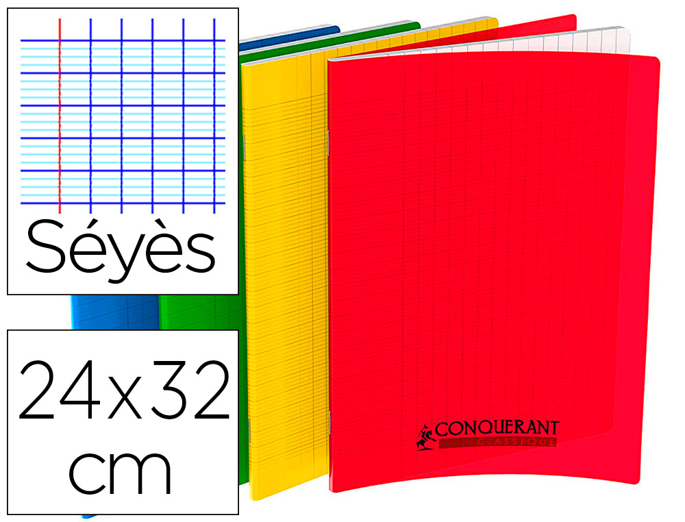 CAHIER CONQUERANT AGRAFE COUVERTURE PERSONNALISABLE    24X32CM 96 PAGES SEYES 90G