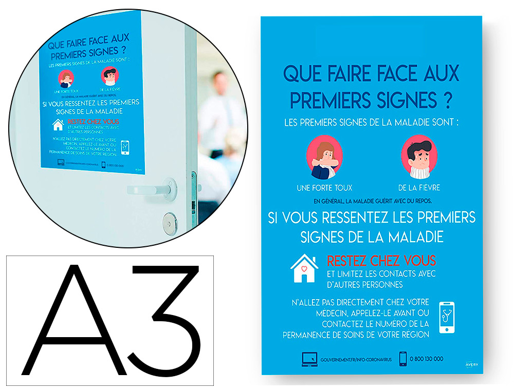 AFFICHES ADHESIVES AVERY AMOVIBLES SYMPTOME A3
