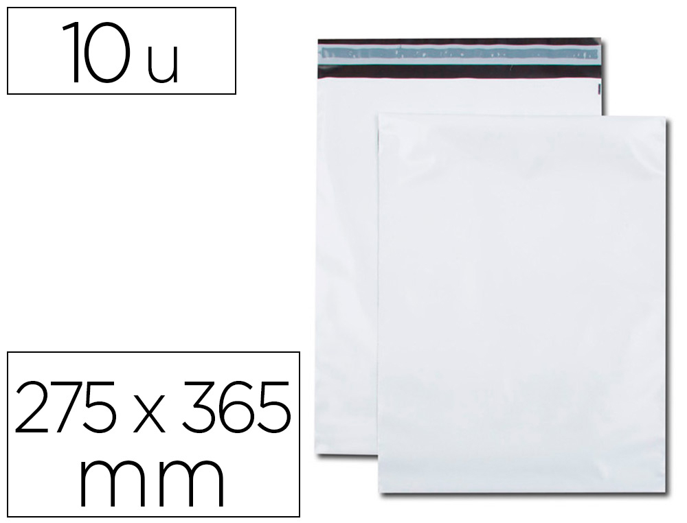 POCHETTE GPV POLYETHYLENE ADHESIVE 275X365 BLANC/NOIR   PAQUET DE 10