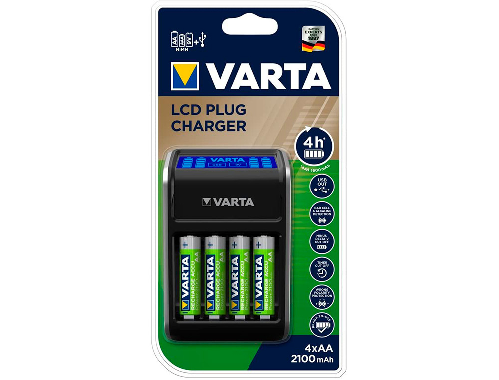 CHARGEUR PILE VARTA UNIVERSEL MULTI FORMAT 4 ACCUMULATEURS  PRISE USB INDICATEUR NIVEAU   DE CHARGE