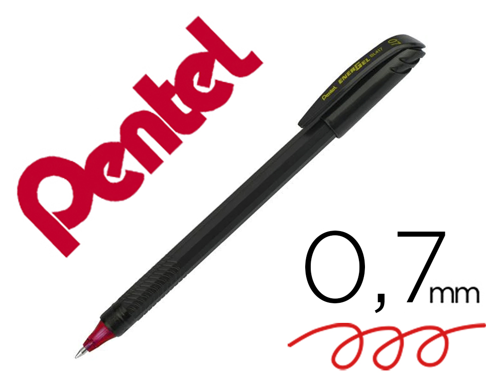 ROLLER PENTEL ENERGEL ECOLOGIQUE ET RECHARGEABLE    CAPUCHON IDEAL GAUCHER POINTE 0,7MM COLORIS NOIR ENCRE ROUGE