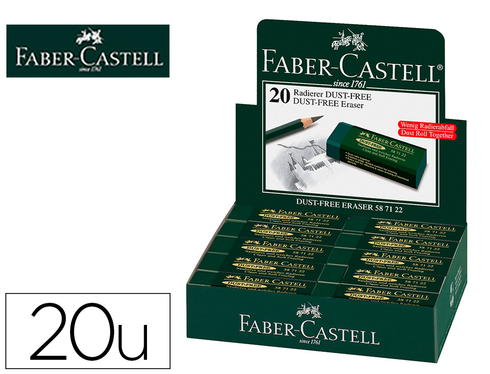 GOMME FABER CASTELL DUST FREE EN PLASTIQUE VERT