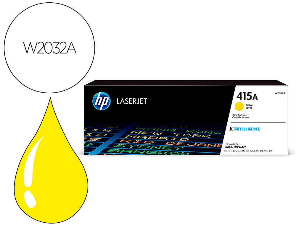 CARTOUCHE D'ENCRE HP 415A POUR HP COLOR LASERJET PRO    M454 MFP M479 JAUNE 2100P