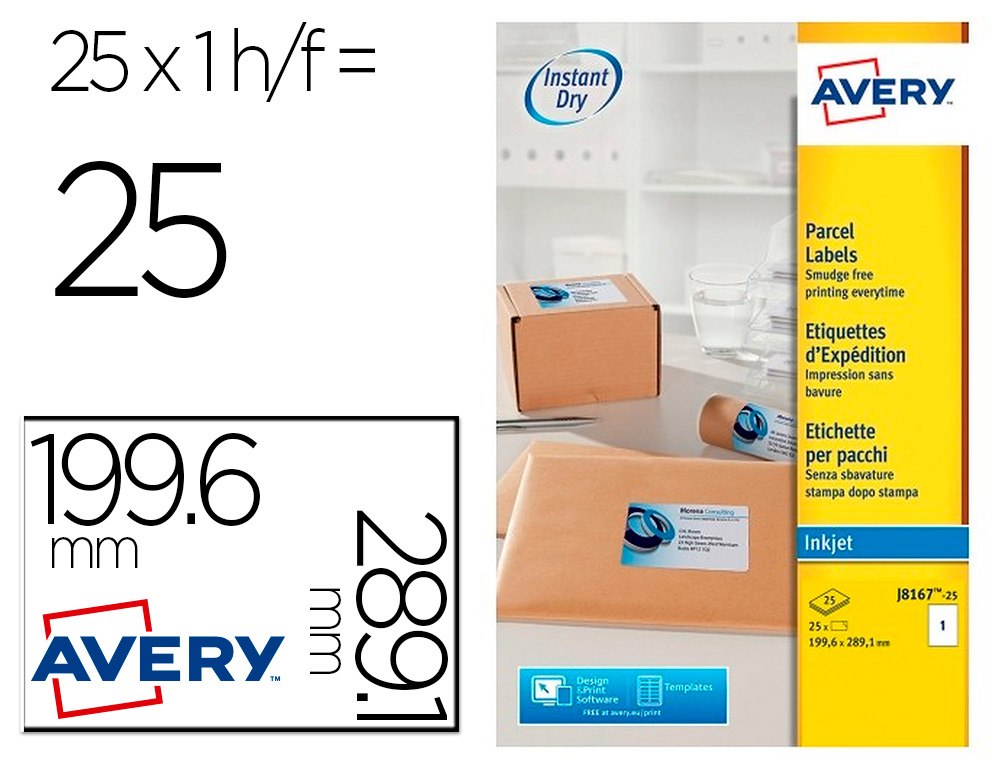ETIQUETTE AUTOCOLLANTE AVERY EXPEDITION LASER BLANCHES     199,6 X 289,1MM BOITE DE 15