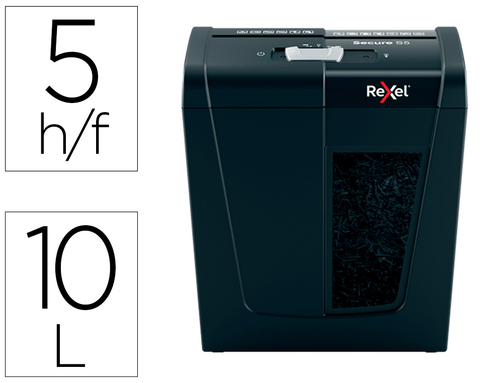 DESCTRUCTEUR DE DOCUMENTS REXEL SECURE S5 COUPE DROITE  5 FEUILLES DE PAPIER A4 DE    80GR