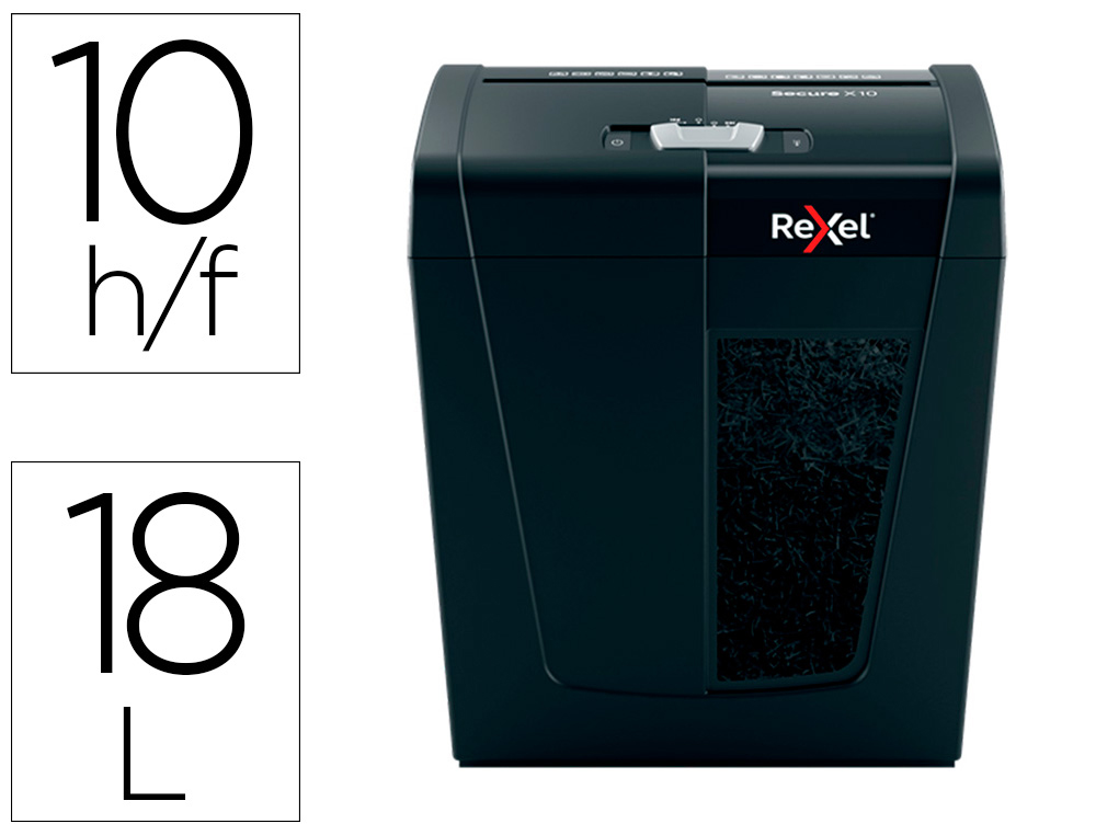 DESTRUCTEUR DE DOCUMENTS REXELSECURE X10 COUPE CROISEE EN PARTICULES 10 F DE PAPIER A4 80G204X355X351MM