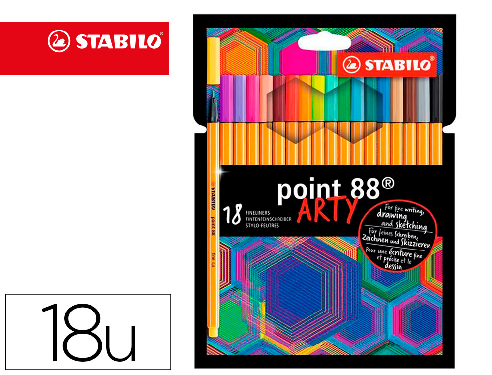 ETUI CARTON DE 18 STYLO-FEUTRES STABILO         POINTMAX COLORIS INTENSES