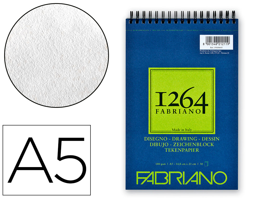 BLOC DESSIN SPIRALE DISEGNO A5 180G 30 FEUILLES
