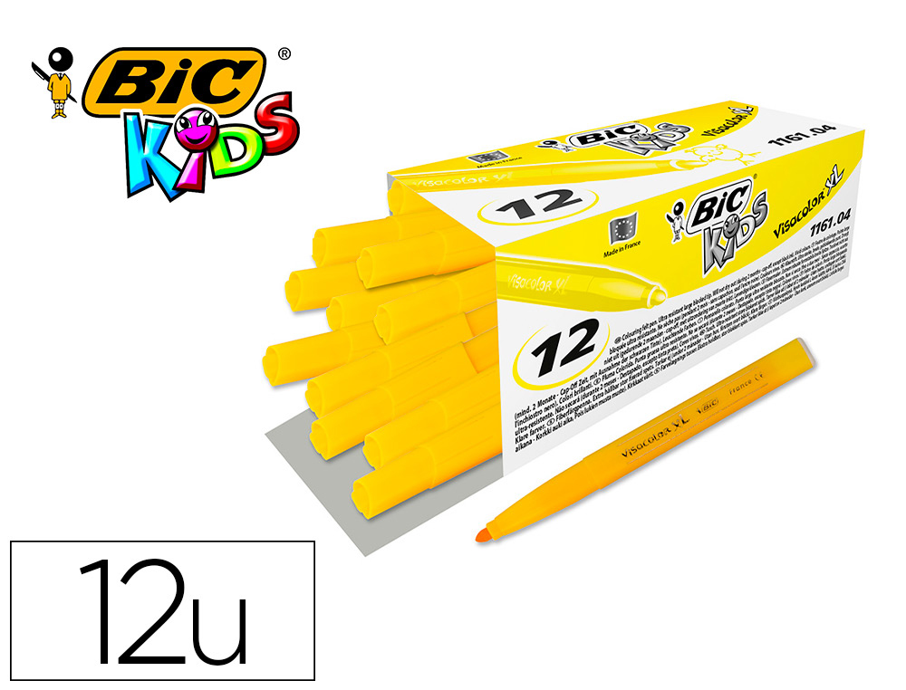 FEUTRE BIC VISACOLOR XL ECOLUTIONS POINTE LARGE 4,5 MMCOLORIS JAUNE