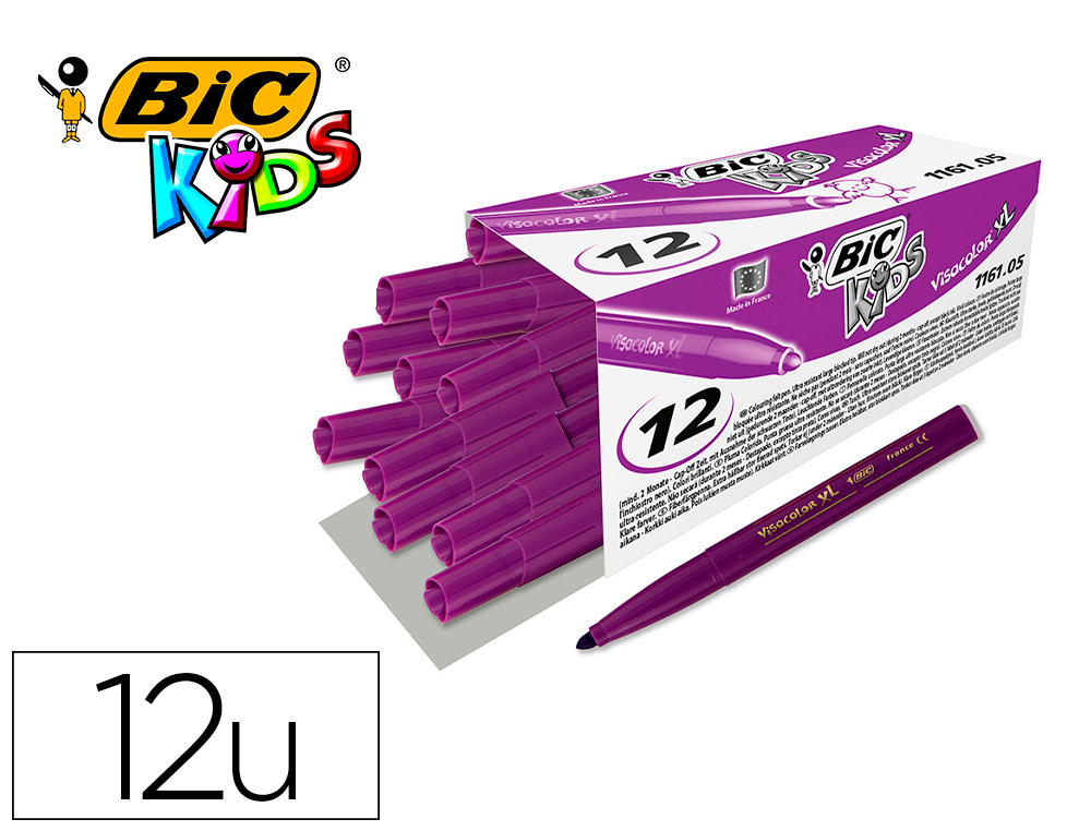 FEUTRES BIC VISACOLOR XL ECOLUTIONS  - BOITE X 12      COULEURS TR S VIVES - POINTE  LARGE  4,5 MM  - (A PARTIR DE