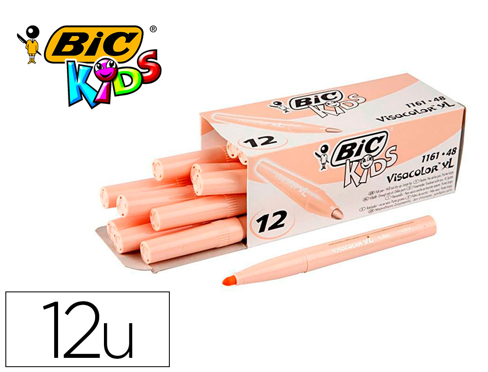 FEUTRES BIC VISACOLOR XL ECOLUTIONS  - BOITE X 12      COULEURS TR S VIVES - POINTE  LARGE  4,5 MM  - 1161.48 SAUMO