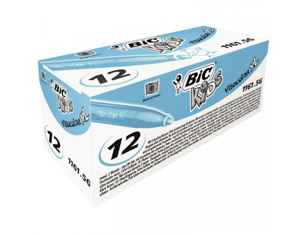 FEUTRES BIC VISACOLOR XL ECOLUTIONS  - BOITE X 12      COULEURS TR S VIVES - POINTE  LARGE  4,5 MM  - 1161.56 BLEU