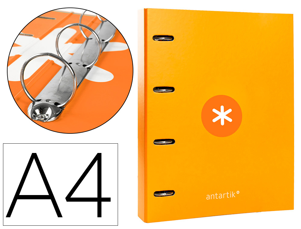 CLASSEUR ANTARTIK 4 ANNEAUX RONDS 40MM A4 CARTON REMBORDE FEUILLETS MOBILES Q5X5 JAUNE  MOUTARDE