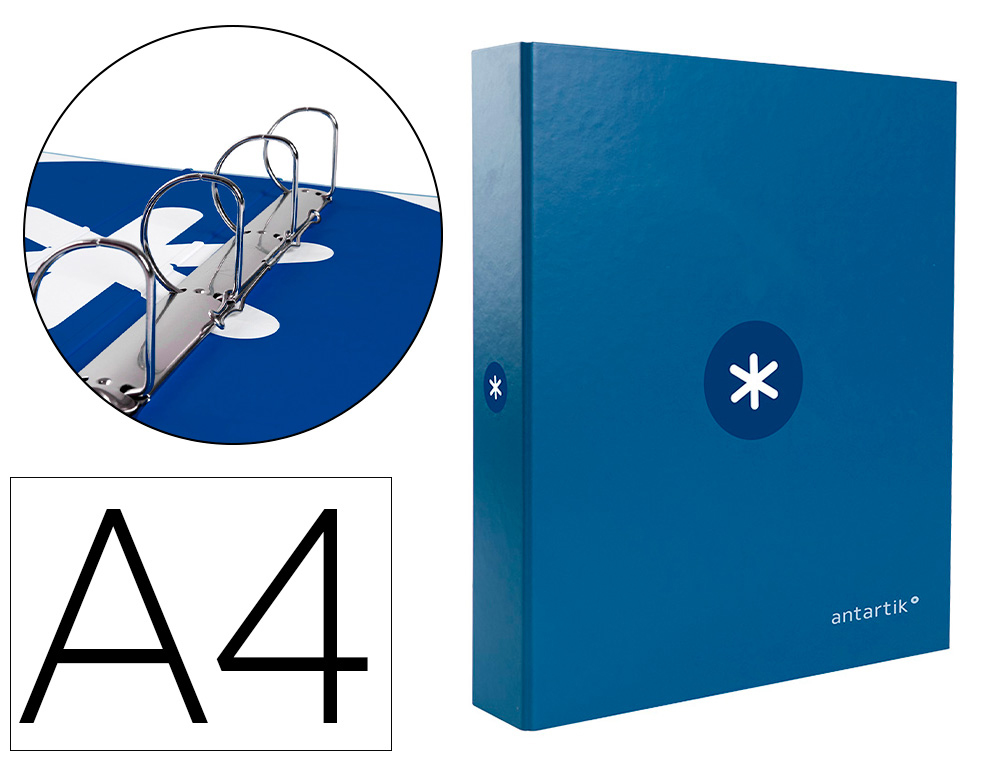 CLASSEUR ANTARTIK 4 ANNEAUX END 40MM A4+ CARTON REMBORDE    COLORIS BLEU MARINE