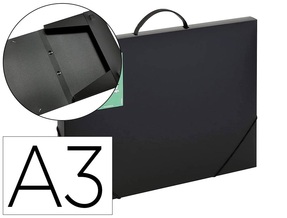 BOITE DE CLASSEMENT HANDELBOX DOS 3CM POLYPROPYLENE A3      42,5X30,5X3CM COLORIS NOIR
