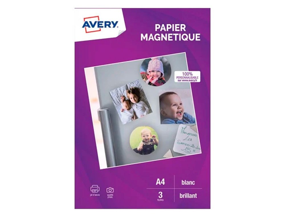 PAPIER MAGNETIQUE AVERY QUALITE PHOTO A4 JET D'ENCRE  3F