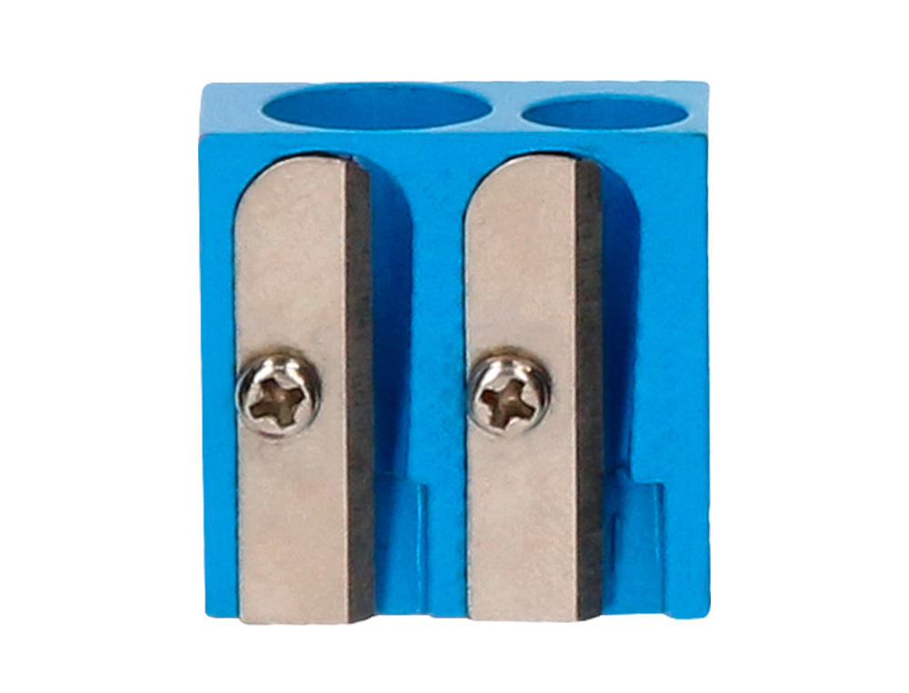 TAILLE-CRAYON LIDERPAPEL METALLIQUE 2 USAGES COLORIS   BLEU