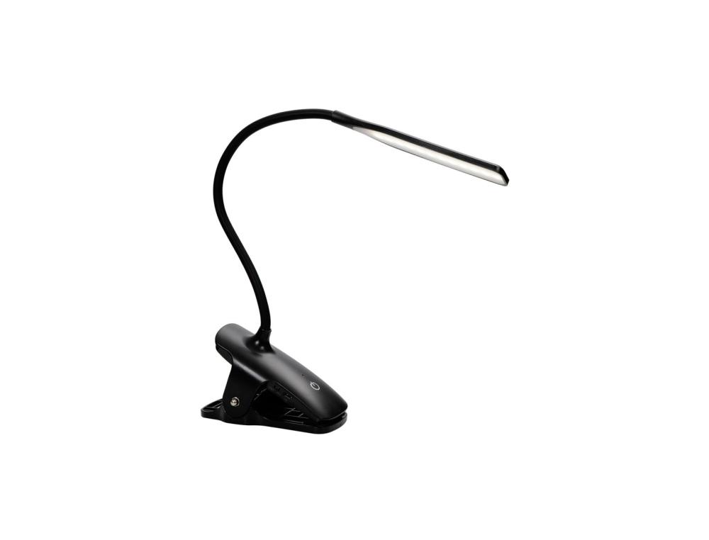LAMPE DE BUREAU LED ALBA SANS FIL TRANSPORTABLE EN ACIER    TETE 15X3CM + BRAS 26CM BASE  12X6CM NOIRE
