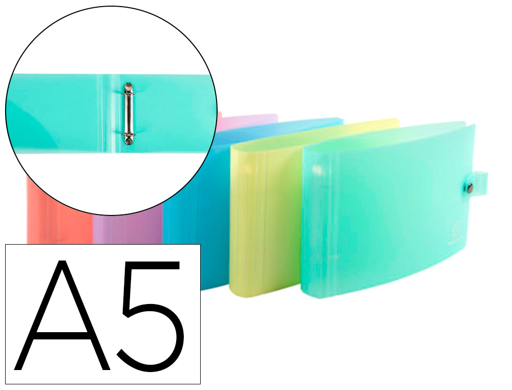 CLASSEUR 2 ANNEAUX BRISTOL POLYPROPYLENE A5 2/30MM       ASSORTIMENT PASTEL