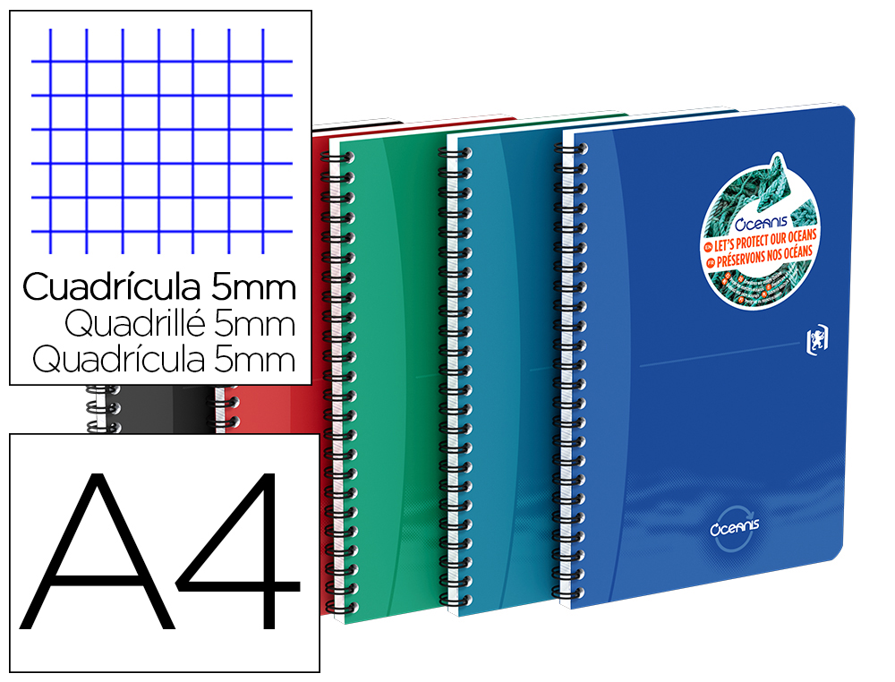 CAHIER OCEANIS OXFORD INTEGRALE POLYPROPYLENE       210X297 MM 180 PAGES OPTIK    PAPER Q5 COLORIS ASSORTIS