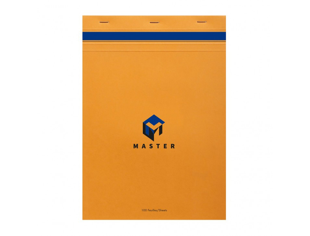BLOC BUREAU MASTER A4 210X297MM AGRAFE EN-TETE 100F 70GR 5X5 ORANGE