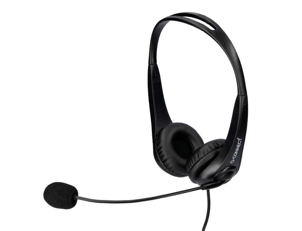CASQUE Q-CONNECT BIAURAL FILAIRE AVEC MICROPHONE ET    CONTROLE DU VOLUME CONNEXION  USB CABLE 2M COLORIS NOIR