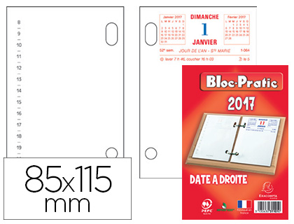 BLOC PHMRIDE EXACOMPTA SUR SOCLE ANNUEL 2021 1 JOUR/PAGE DROITE 85X115MM