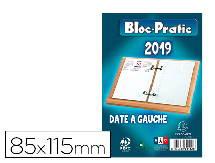 BLOC PHMRIDE EXACOMPTA SOCLE ANNUEL 2021 1 JOUR/PAGE DATE  GAUCHE 85X115MM