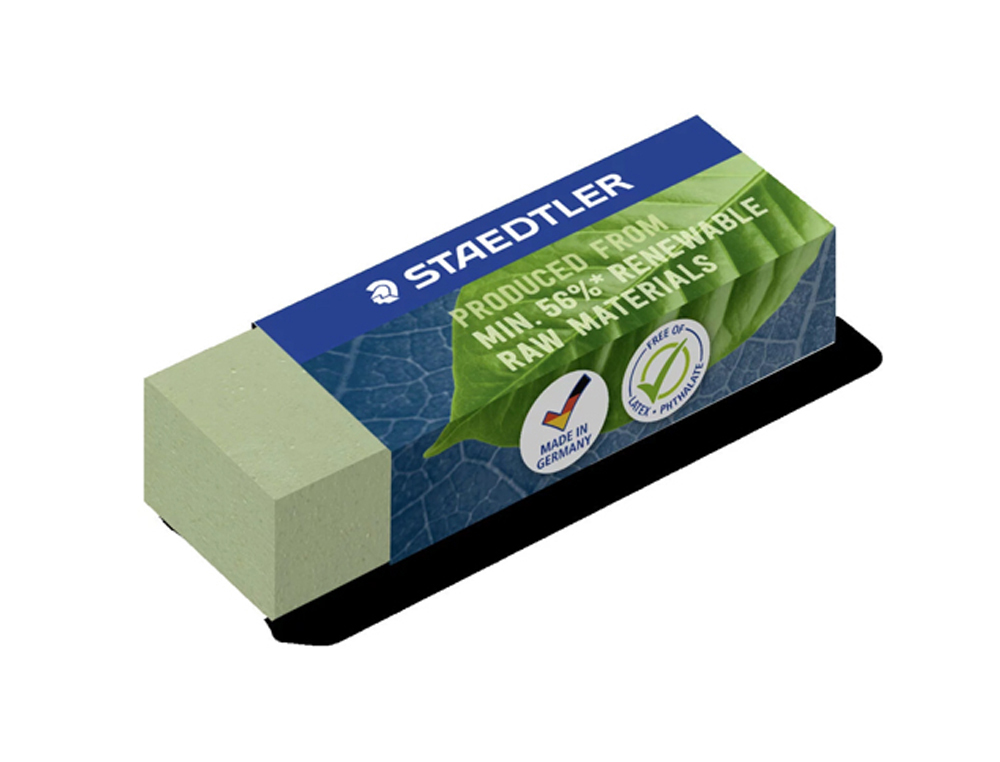 GOMME STAEDTLER SANS LATEX 65X23X13MM COMPOSE A 56% DE   MATERIAUX NATURELS ET         RENOUVELABLES COLORIS VERT
