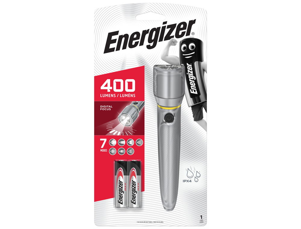 TORCHE A MAIN ENERGIZE VISION HD METAL 2 AA 400 LUMENS 115M 4H
