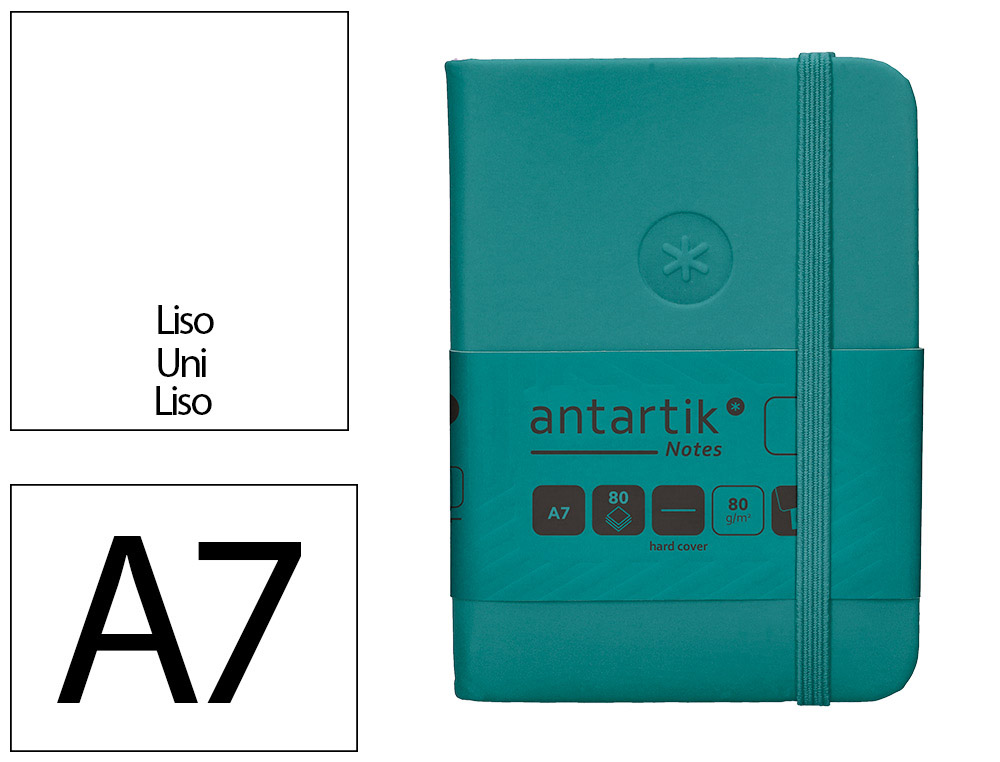 CARNET FERMETURE ELASTIQUE ANTARTIK NOTES COUVERTURE     RIGIDE A7 PAPIER UNI IVOIRE 80FEUILLES 80GR FSC VERT PAON