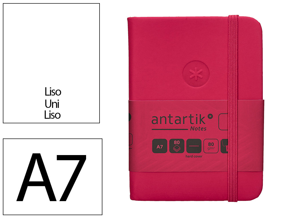 CARNET FERMETURE ELASTIQUE ANTARTIK NOTES COUVERTURE     RIGIDE A7 PAPIER UNI IVOIRE 80FEUILLES 80GR FSC FRAMBOISE
