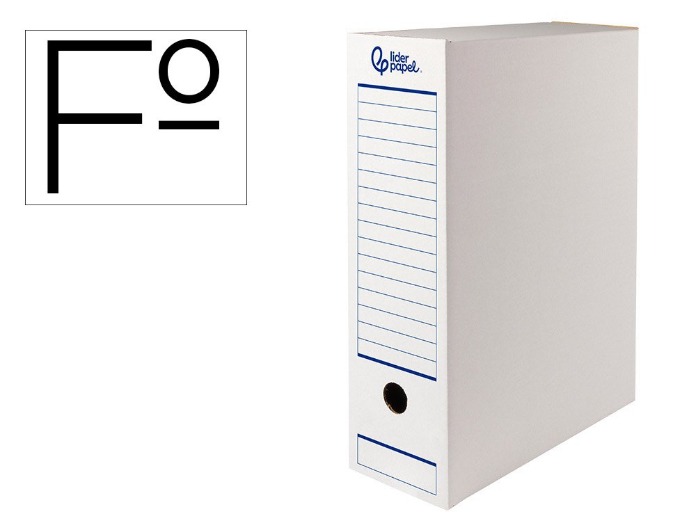 BOITE A ARCHIVES LIDERPAPEL CARTON RECYCLE DIN A4 325G/M2 DOS 100MM 360X100X255MM       COLORIS BLANC