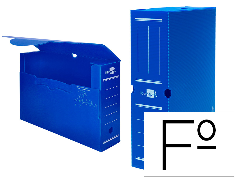 BOITE A ARCHIVES LIDERPAPEL POLYPROPYLENE ONDULE DOS      100MM 360X100X260MM COLORIS   BLEU