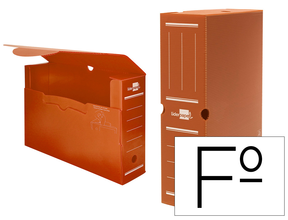 BOITE A ARCHIVES LIDERPAPEL POLYPROPYLENE ONDULE DOS      100MM 360X100X260MM COLORIS   MARRON